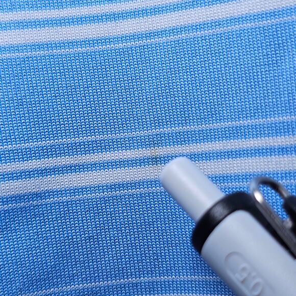 ADIDAS GOLF POLO CLIMALITE Light Blue Striped Mens Large Baker National Golfing - Picture 11 of 13